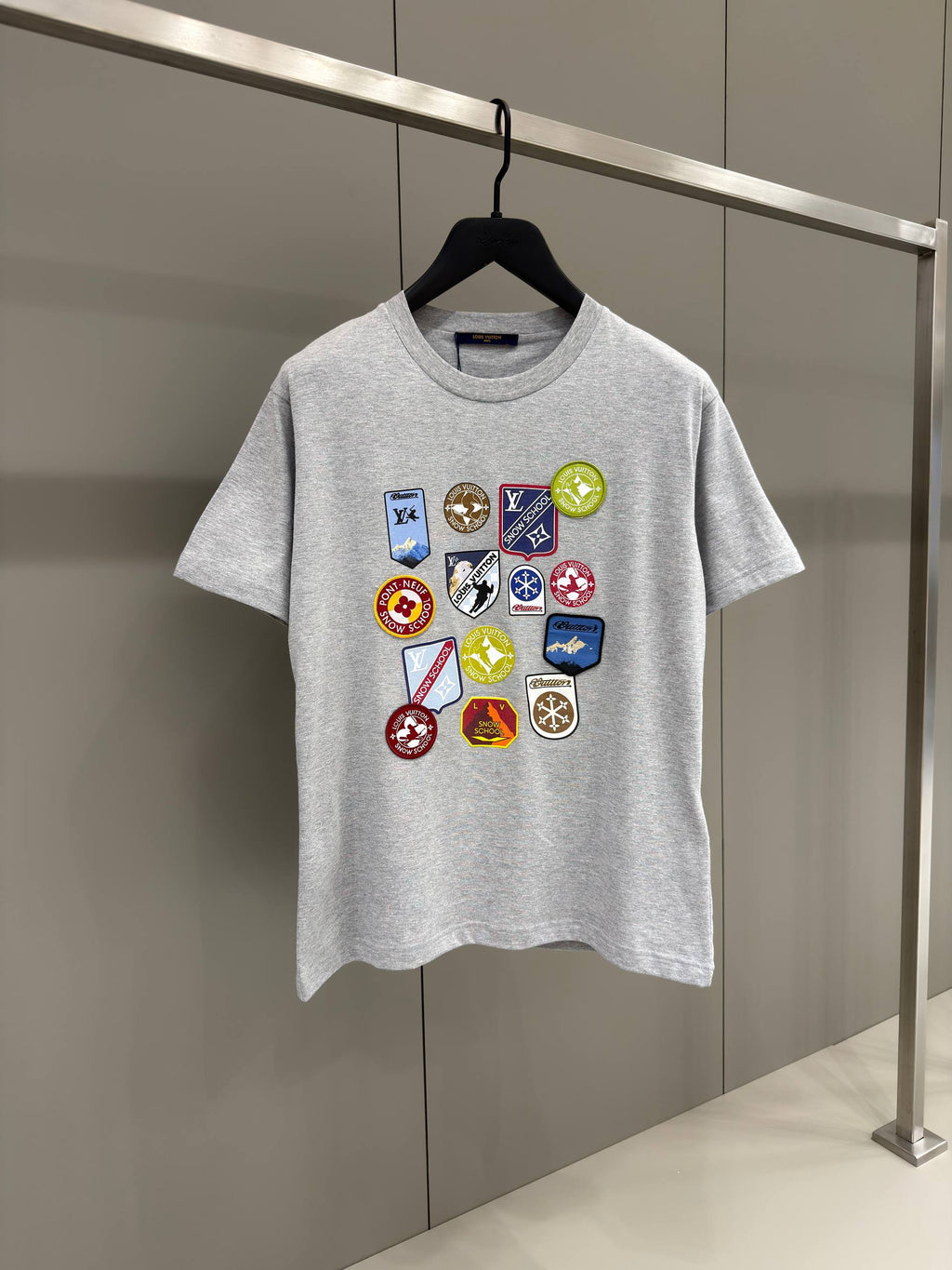 Signature Patches Grey Cotton T-shirt