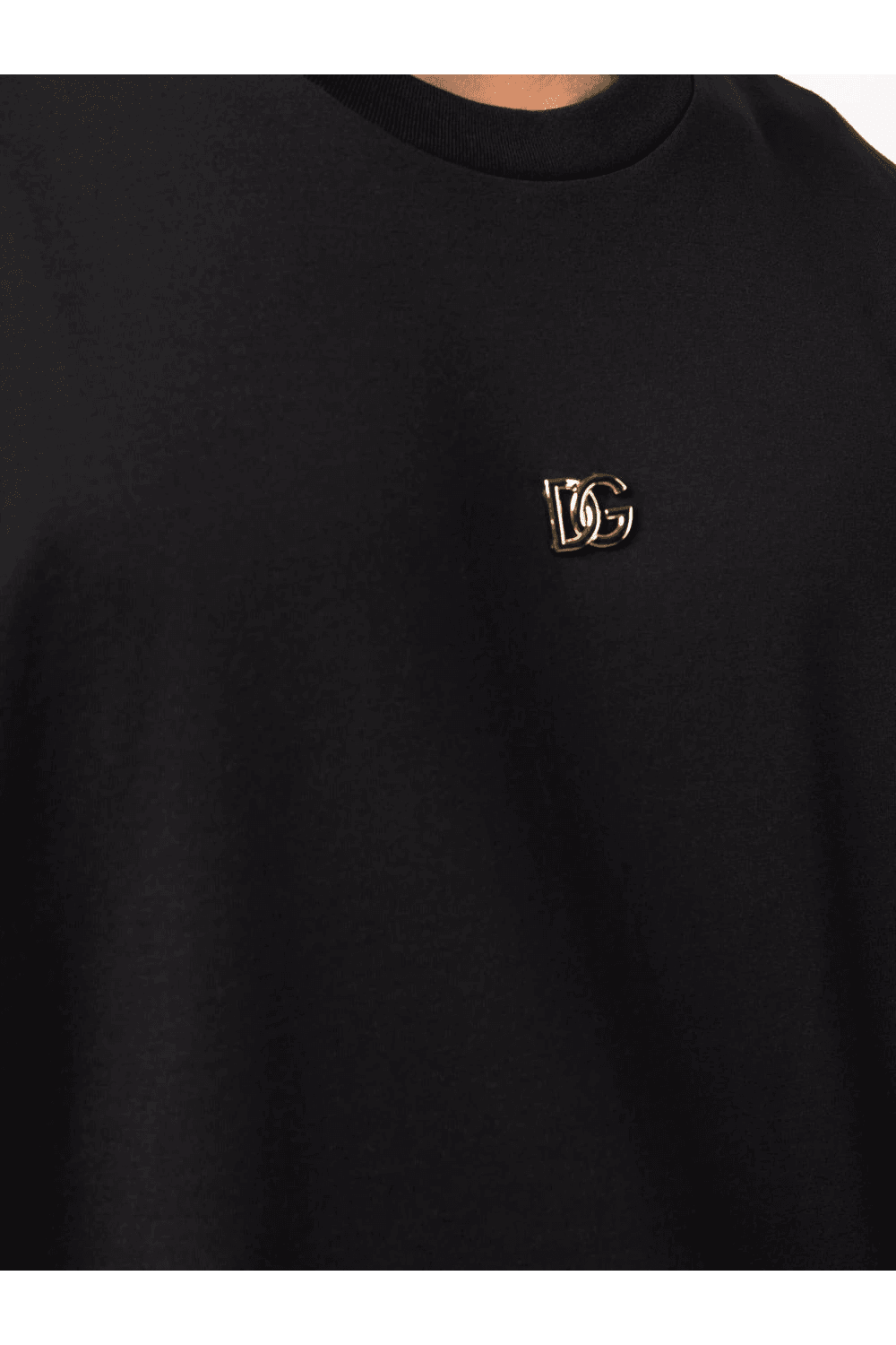 Black T-shirt with Metallic DG Logo in Gold